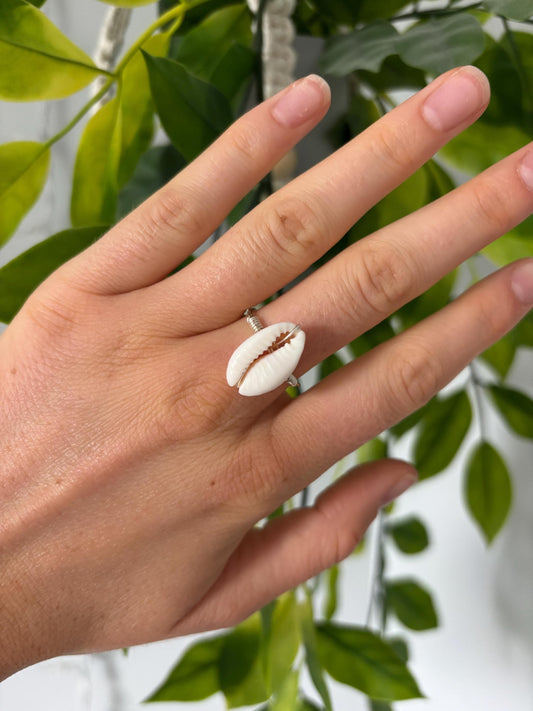 White Cowrie Shell Ring