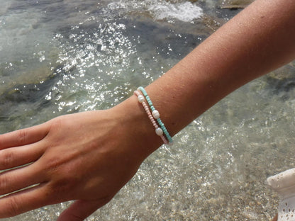Pink Blue Pearl Bracelet