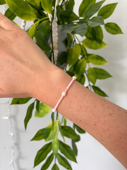 Pink Blue Pearl Bracelet