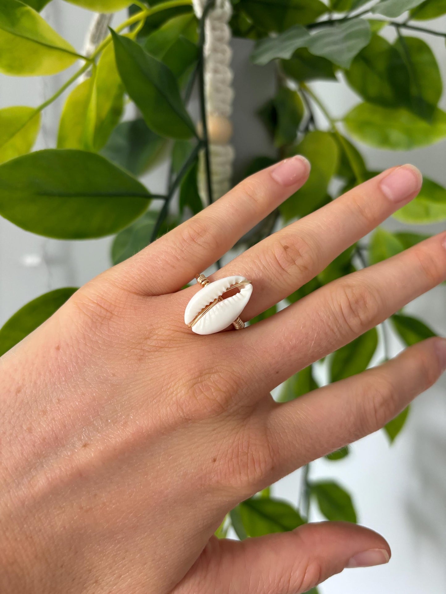 White Cowrie Shell Ring