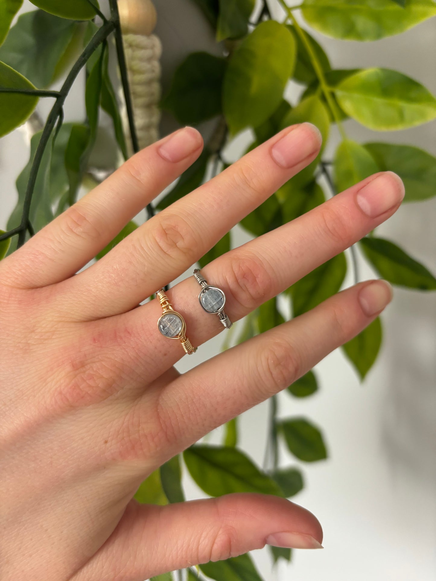 Broken Teal Flat Rock Rings
