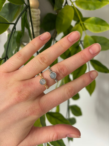 Broken Teal Flat Rock Rings