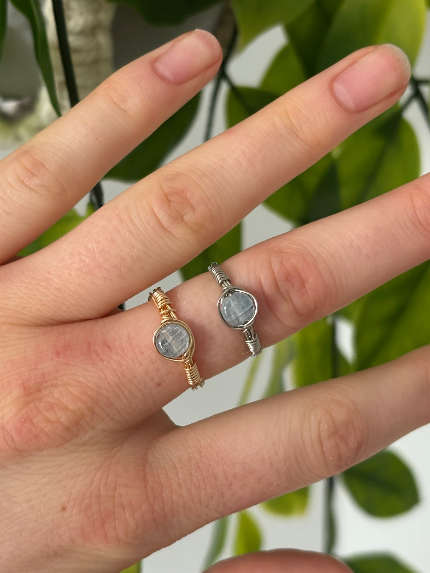 Broken Teal Flat Rock Rings