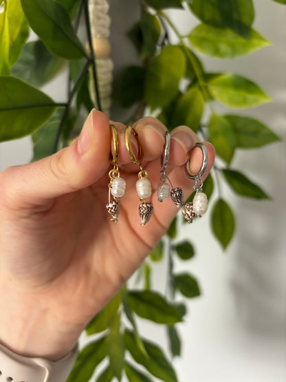 Dangle Shell & Pearl Earrings