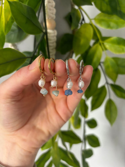 Dangle Pearl & Sea glass Earrings
