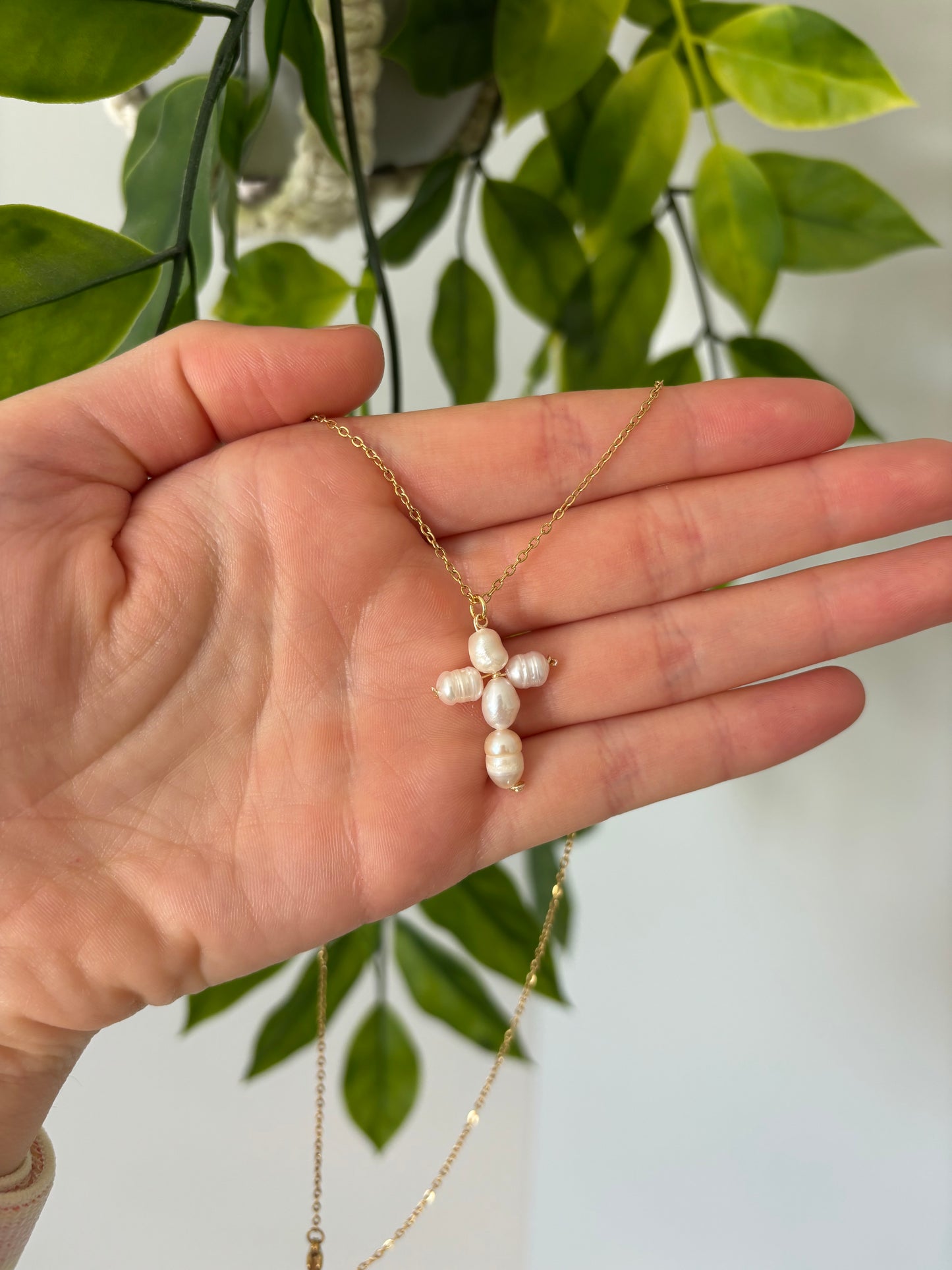 PREORDER: Pearl Cross Necklace