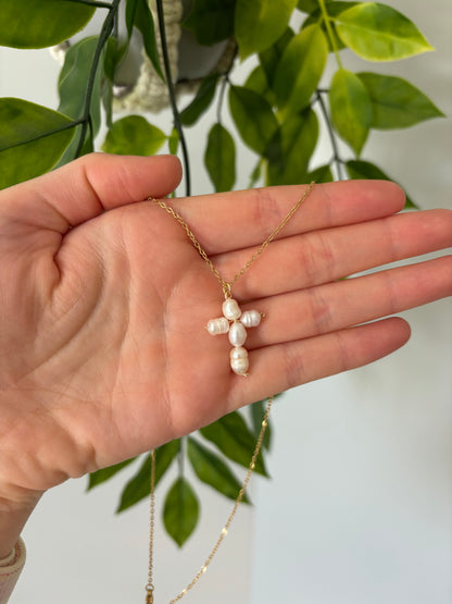 PREORDER: Pearl Cross Necklace
