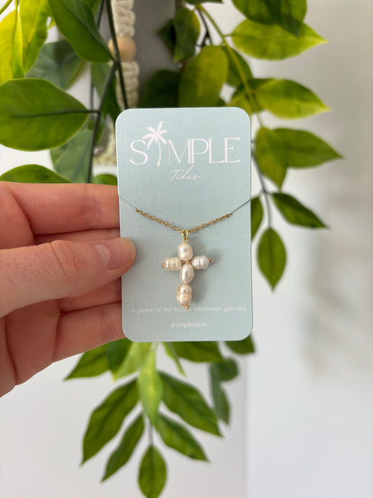 PREORDER: Pearl Cross Necklace
