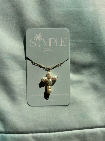 PREORDER: Pearl Cross Necklace